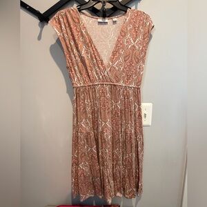 New York & Company Rust Paisley Midi Dress